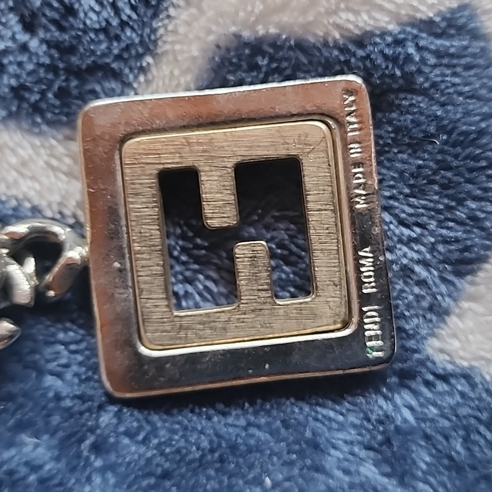 Fendi Monogram Gold Silver Logo Keychain Bag Charm - Picture 4 of 4